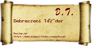 Debreczeni Tódor névjegykártya