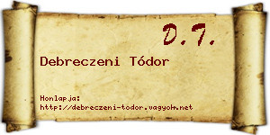 Debreczeni Tódor névjegykártya